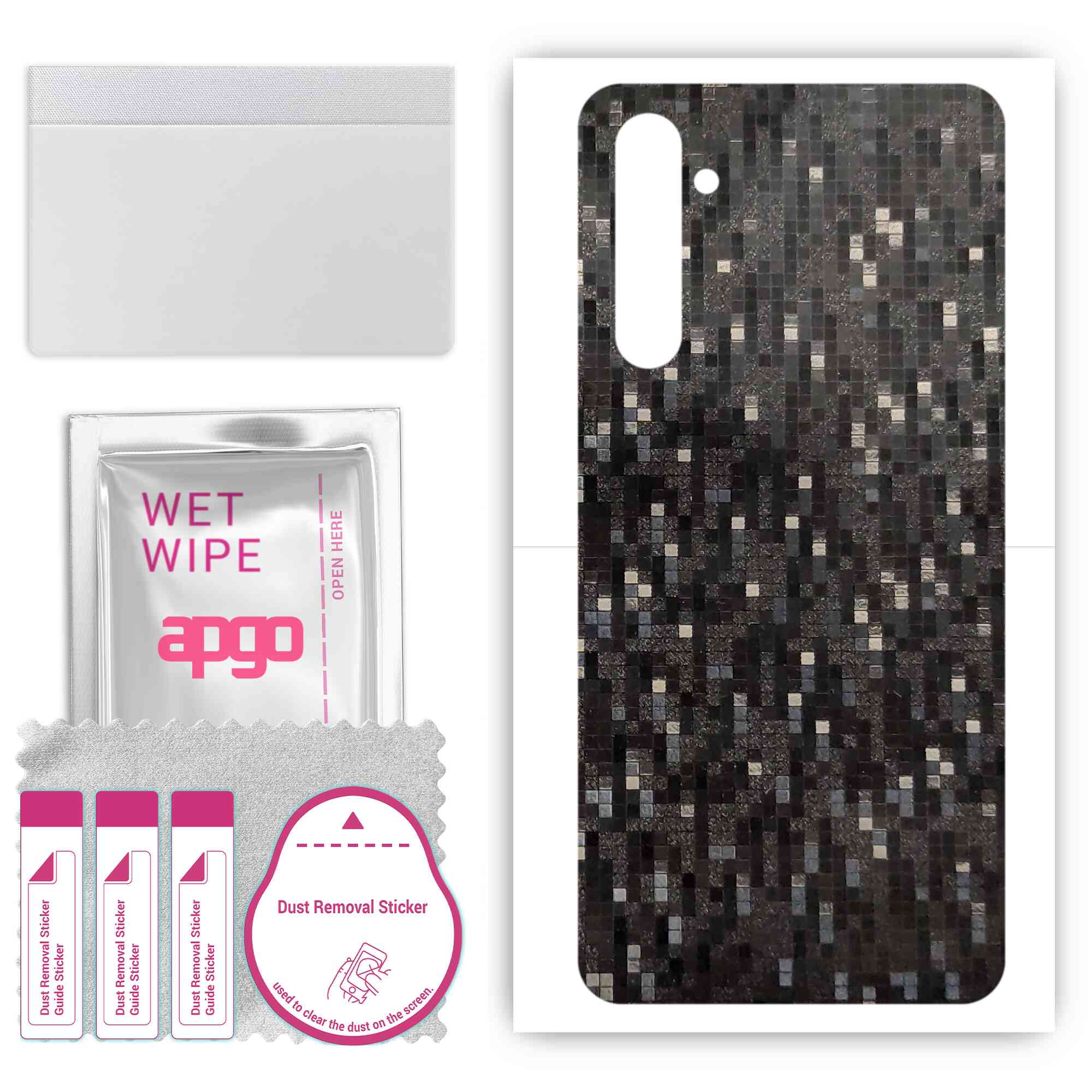 

apgo Protective Skin Sticker for the back compatible with Realme XT, Wrap Film, Foil, Vinyl - Pattern Carbon Black Pixel