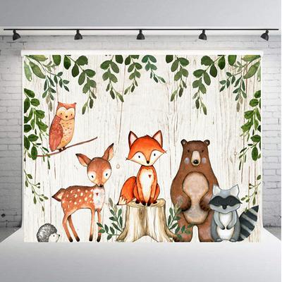 3x5ft/5X7ft/6x8ft/10x7ft Animals Backdrop Woodland Baby Shower Birthday Party Photo Background Decorate