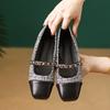 Women Ballet Shoes Buckle Soft Sole Single Shoes 2026 Elegant Ladies Fashion Designer Square Toe Mary Jane Flats Shoes Size 43