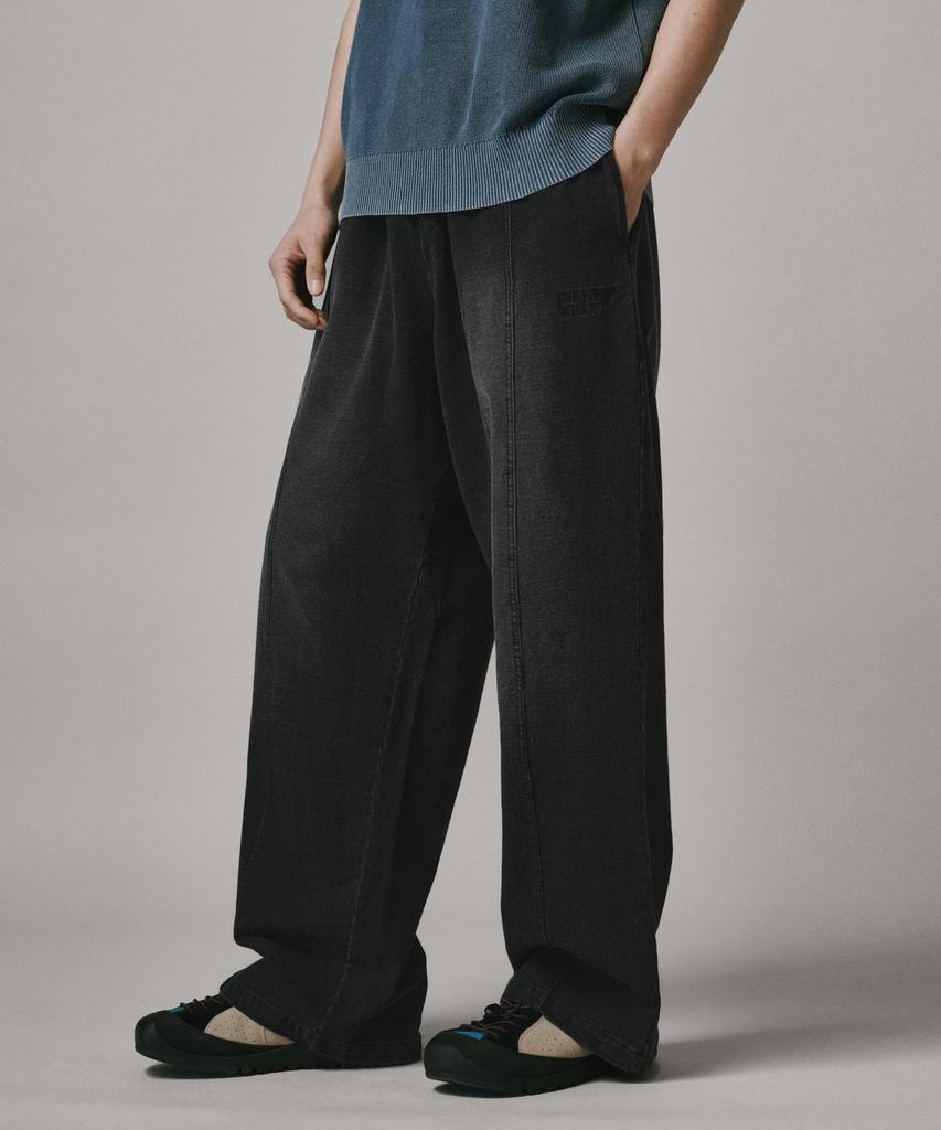 Beodeonteu Front Line Washed Wide Sweatpants [Black]