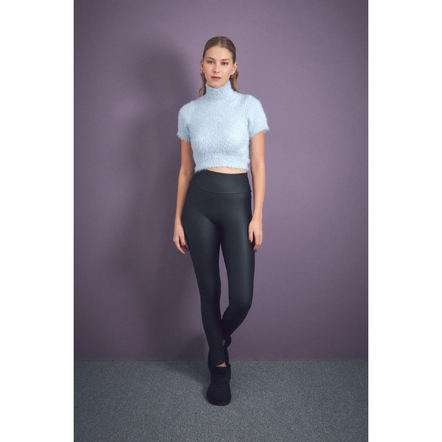 

High Waist Faux Leather Leggings S чёрный