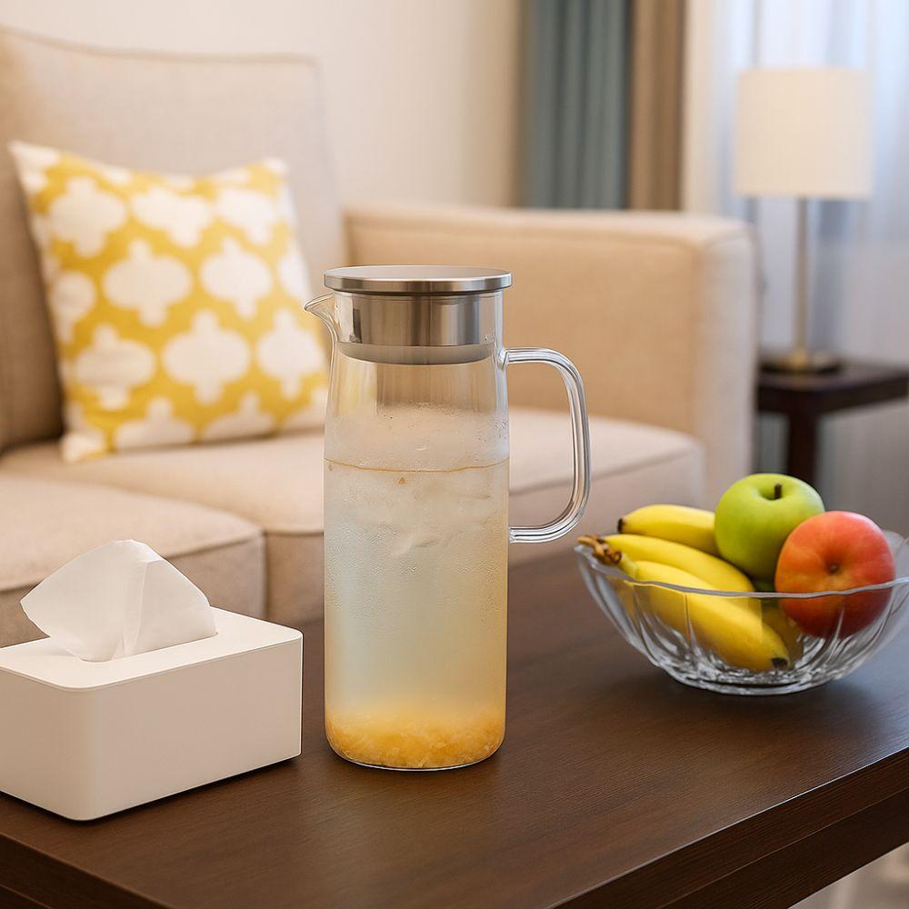 Transparent Heat Resistant Kettle 1.5L Tea Pitcher Minimalist Glass Water Pitcher  Household