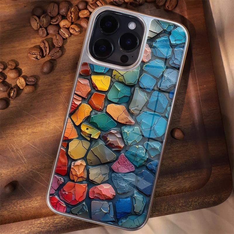 Light luxury retro art sense dopamine crack iPhone17 phone case Apple 14promax glass case