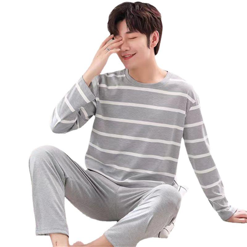 Spot Men's Long Sleeve Pajamas - Spring/Fall Home Wear, Youth/Middle-aged Thin Winter Set