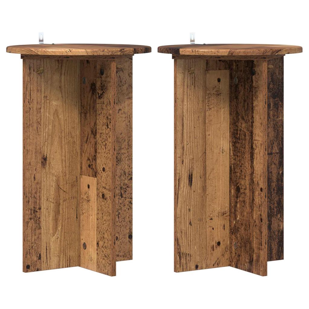 Plant Stand 2 Pcs Reclaimed Wood Look Ø40 X 60 Cm Engineered Wood