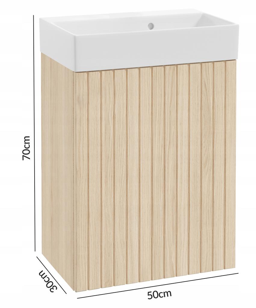 Szafka łazienkowa z umywalką Dąb Vicenza ryflowana 50x70cm Kiara