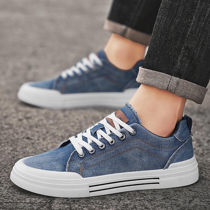 Fashion Men's Breathable Casual Shoes Blue Cowboy Shoes Man Low Top Canvas Sneakers Vulcanized Men's Skateboard Shoes Male Skate Sneaker