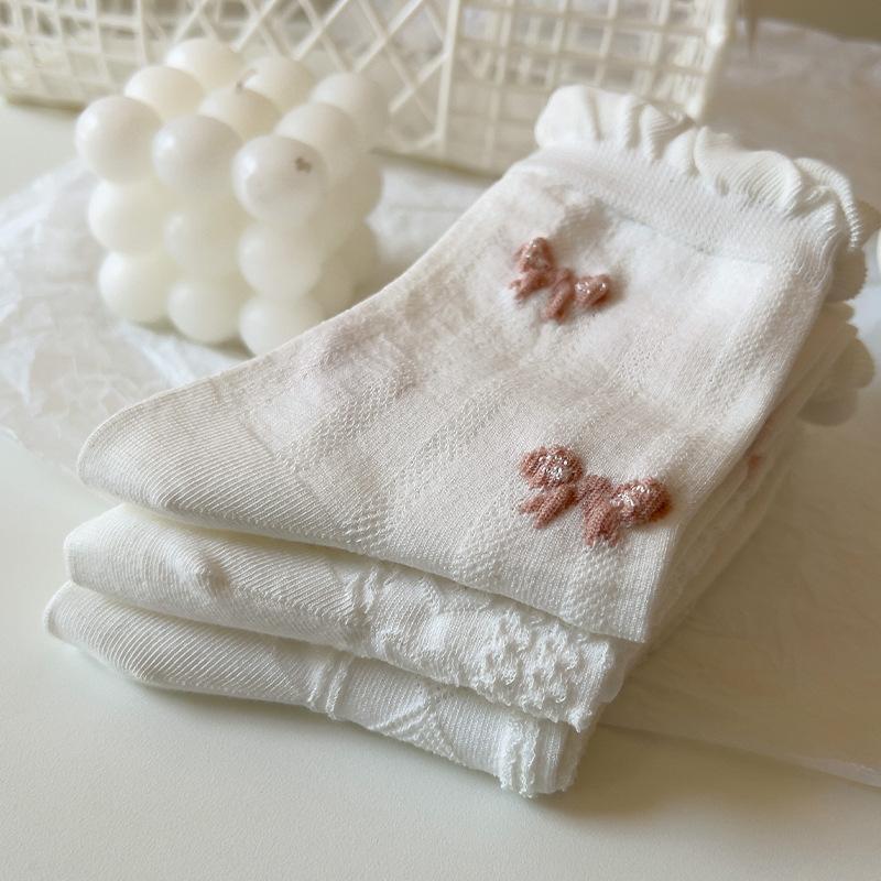 Female Spring and Autumn New Bubble Mouth Three Dimensional Jacquard Tube Socks