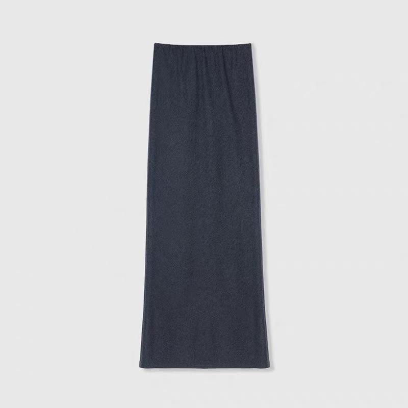 Ultra-Comfortable Knit Wool Blend High-Waist Fishtail Maxi Skirt with Back Slit