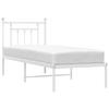 vidaXL Metal Bed Without Mattress with Headboard White 75x190 Cm