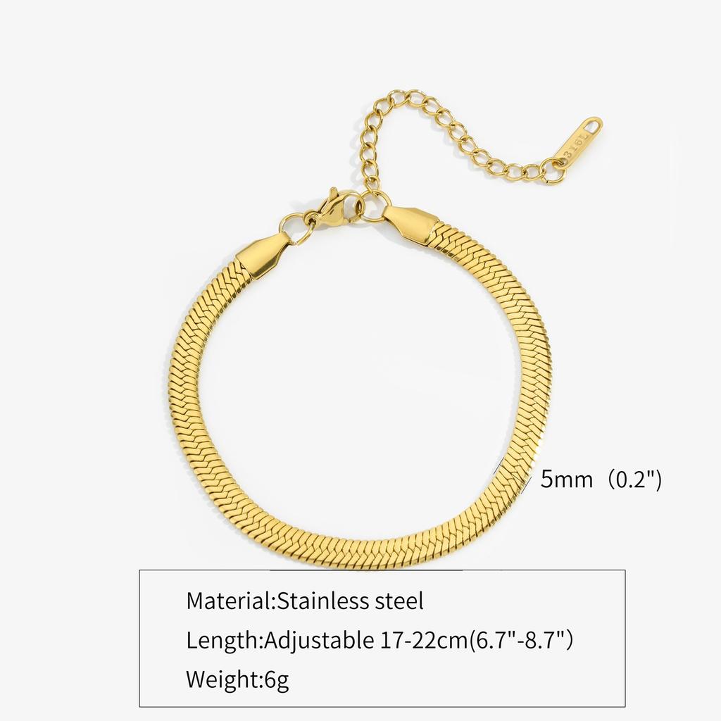 Hip Hop Stainless Steel Bracelet Gold Color Snake Chain Titanium Steel Bracelet For Women Men Fashion Jewelry Accessories