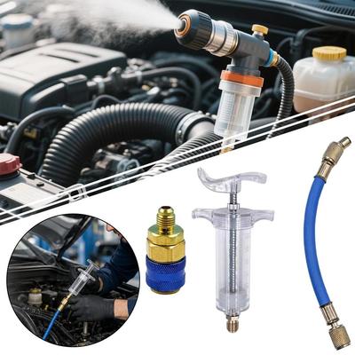 30ml Ac Oil Dye Injector With R134a Low Side Quick Coupler 1/4 Sae Refrigerant Filling Tool For Car A/c Maintenance