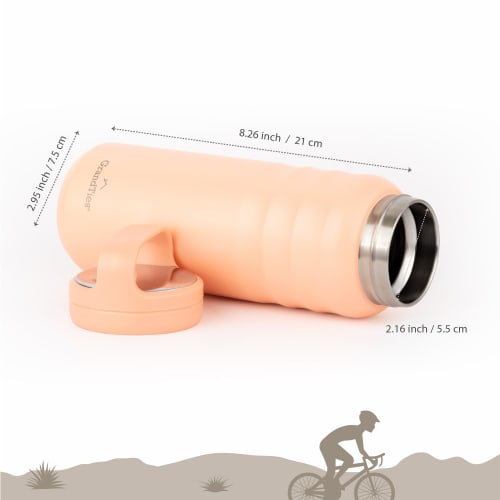 GRANDTIES Vacuum Insulated Stainless Steel Wide Mouth Water Bottle, 709ml, with Two Lids, Direct Drinking, Keeps Hot or Cold Water Hot for 12 Hours, K