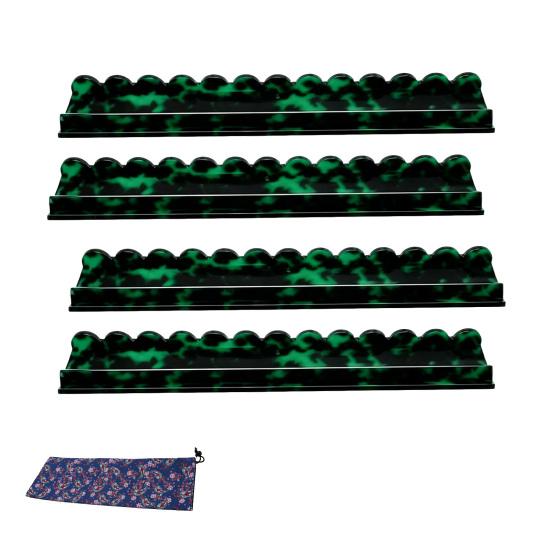 1/4Pcs Mahjong Rack with Magnetic Pusher & Storage Bag, Scalloped Acrylic Mah Jongg Tile Holder Pusher Bar, Gift for American Mahjong Players