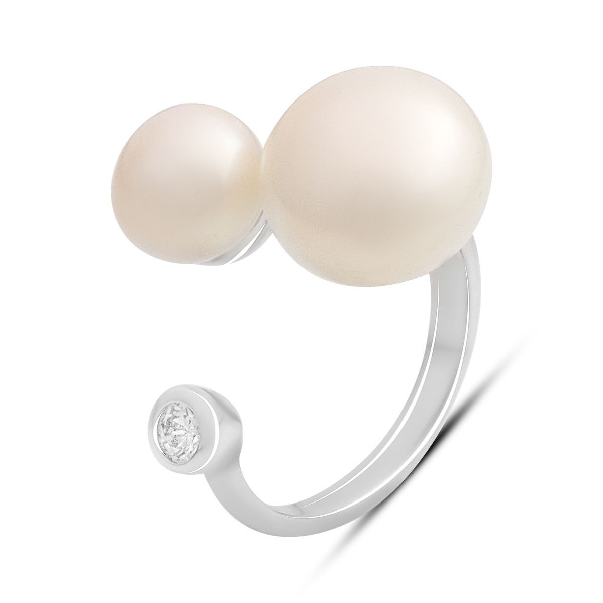 

Серебряное кольцо с натуральным жемчугом барочным, фианитами, вес изделия 6,59 гр (2185048) 18 білий