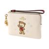 New COACH Corner Zip Pebbled Leather Wrist Bag Clutch Trumpets Women's Chalk White CE891-IMCAH