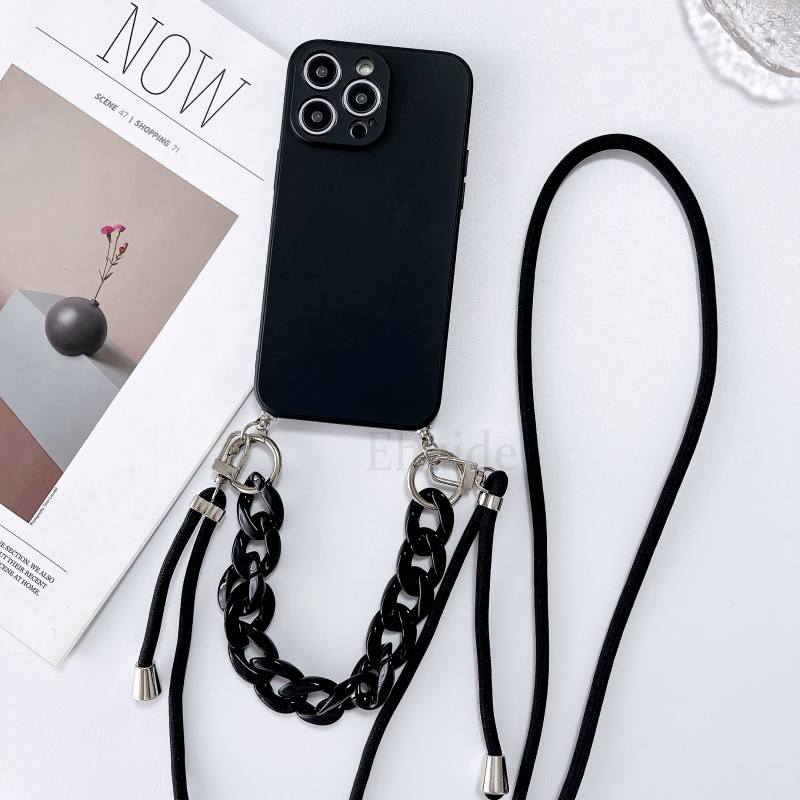 Marble Chain Case For OPPO Find X5 Lite X8 Pro Realme 12 C65 C67 C63 Reno 12F 11F 10 Crossbody Strap Lanyard Bracelet Soft Cover