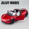 1/24 Tesla Roadster Convertible Alloy Sports Car Model Diecast Metal Toy Concept Car Model Simulation Sound and Light Kids Gift