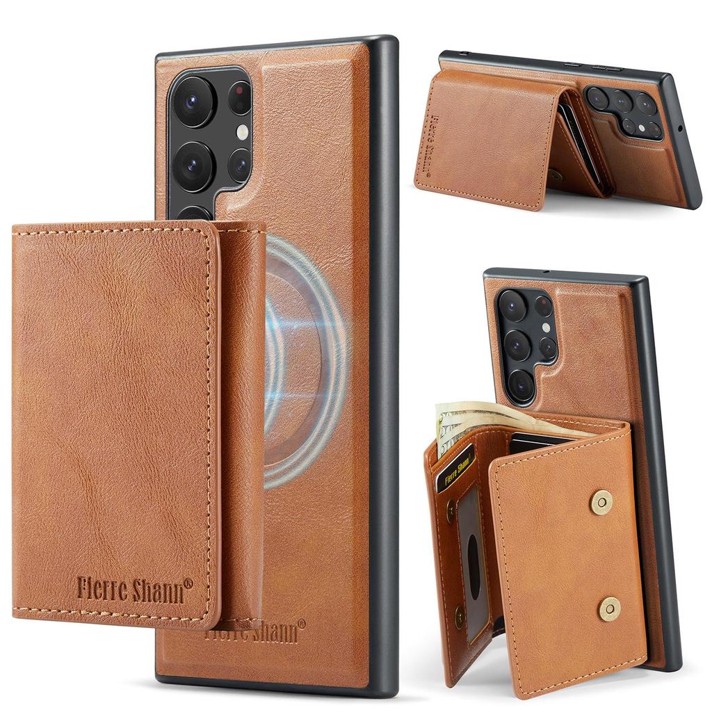 Samsung S25 Ultra Magnetic Card Holder Wallet Case - Drop-Proof with Card Slots, Also Fits S24 Plus