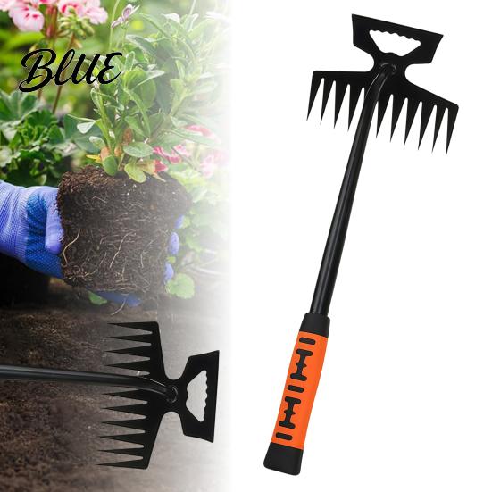 Long Handle Garden Rake Weeding Hand Weeder with 11 Teeth Weed Puller for Precision Yard Lawn Farm Gardening Tool