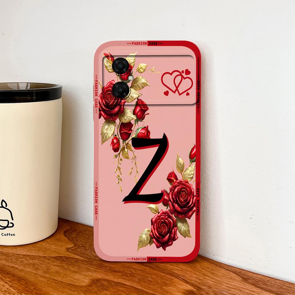 Case For Xiaomi Poco M4 M3 Pro Luxury Rose Letters Soft Smooth Liquid Silicone Housing For Poco M 4 M 3 Lightweight Phone Cover