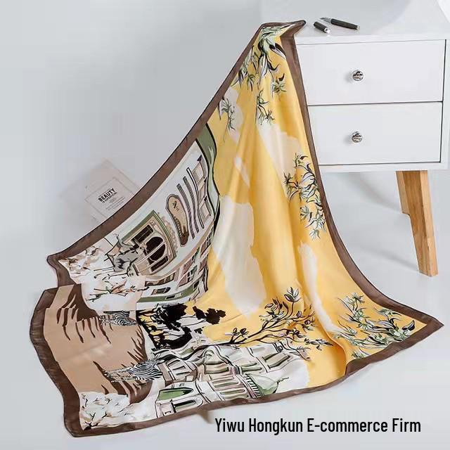 New Women's Silk Scarf – Thousand Miles of Rivers and Mountains Painting, Chinese Style Shawl, Perfect Gift for Mother's Day.