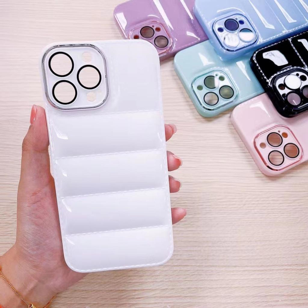 High Quality Candy Color 3D Pattern Shockproof Mobile Phone Cover TPU Down Jackets Phone Case for iPhone 16 Pro Max 15 14 13