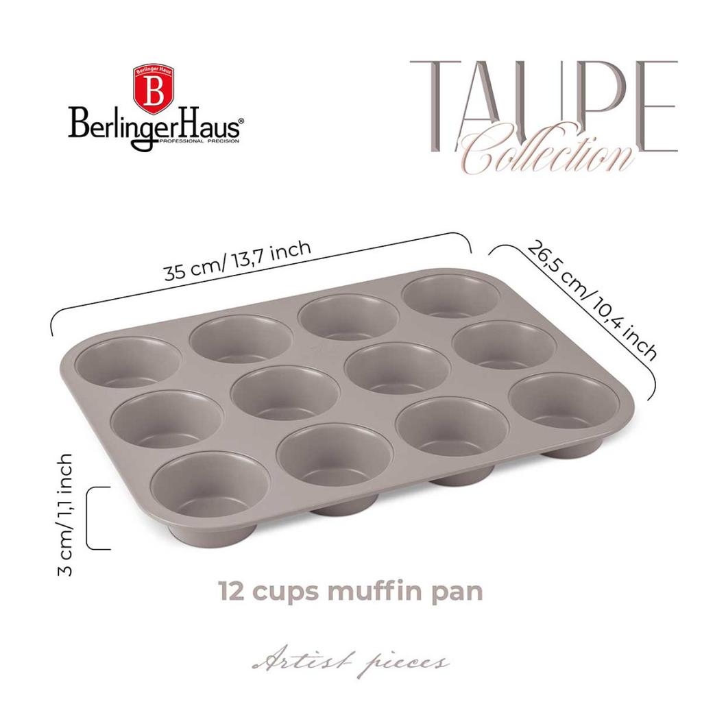 Titanium Muffin Form For 12 Muffins Berlinger Haus Bh-7947 Taupe
