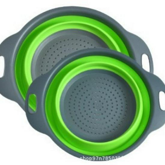 Foldable Round Draining Basket - Plastic Filter for Washing Vegetables & Fruits