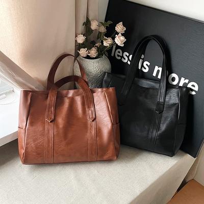 Retro Tote Bag Simple and Versatile Fashion Shoulder Bag Light Luxury High-end Large-capacity Commuting Handbag