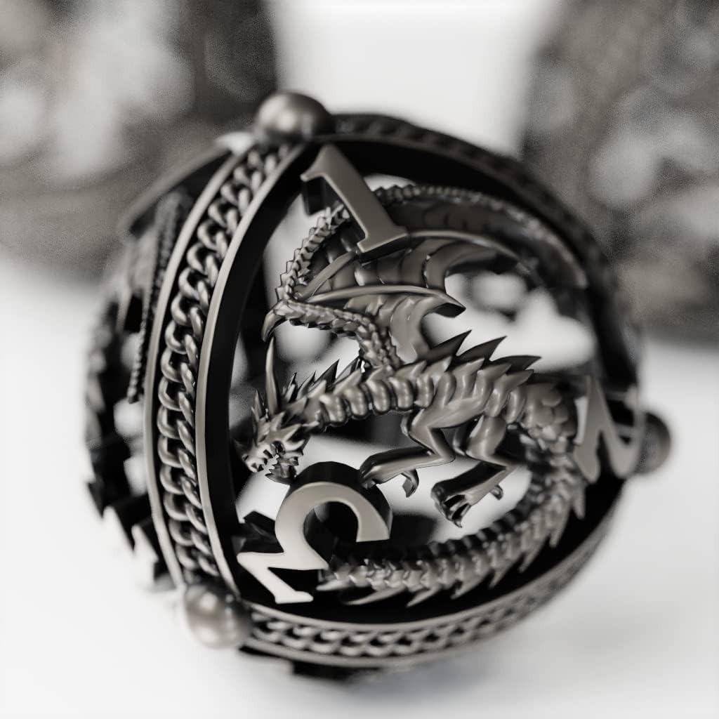 Set di Dadi Metallici per DND, Design Unico a Sfera Rotonda Vuota per un Migliore Rotolamento, Bellissimo Set di Dadi Metallici Drago per D&D, Giochi di Ruolo