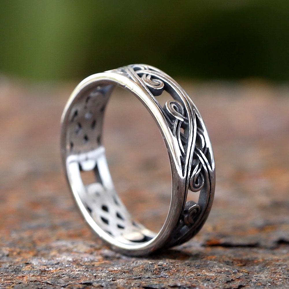 Vintage Keltisches Knotenmuster Edelstahl Wikinger Ringe Mode Durchbruch Nordischer Ring Für Männer Biker Amulett Schmuck Geschenk
