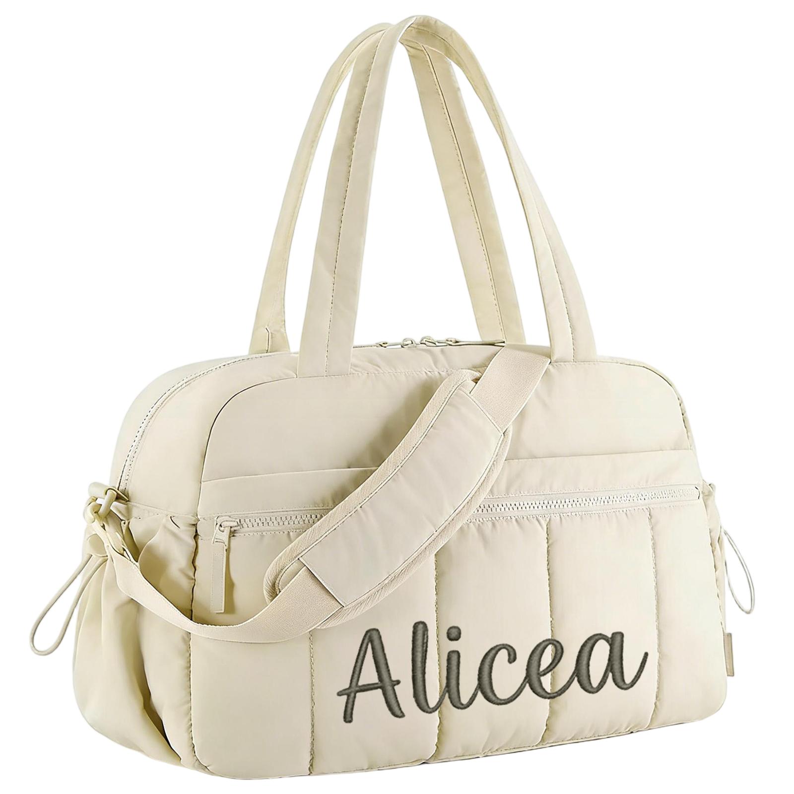 Personalized Name Printed Chunky Knitted Name Printed Quilted Travel Bag One Size бежевый