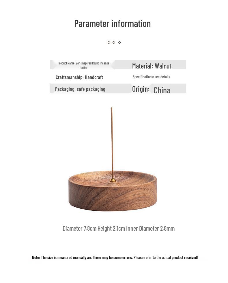 Zen Round North American Walnut Incense Holder with Agarwood Incense Sticks - Chinese Style Solid Wood Household Burner