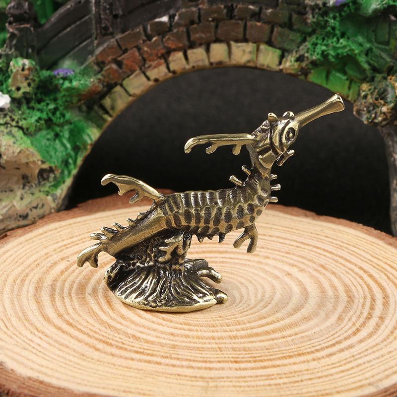 Brass Sea Horse Metal Statue Tabletop Decorated With Retro Deep-Sea Animal Statue Crafts