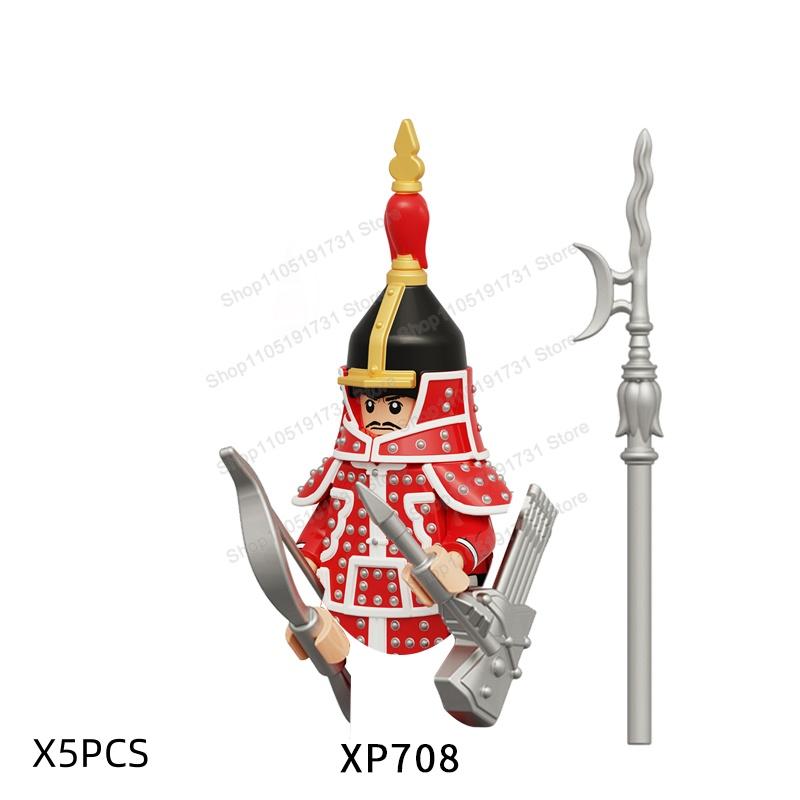 MOC Chinese Soldier Figures Building Blocks Shangzhou Dynasty Qin Dynasty Castle Warrior Knights Army Accessories Bricks Toys