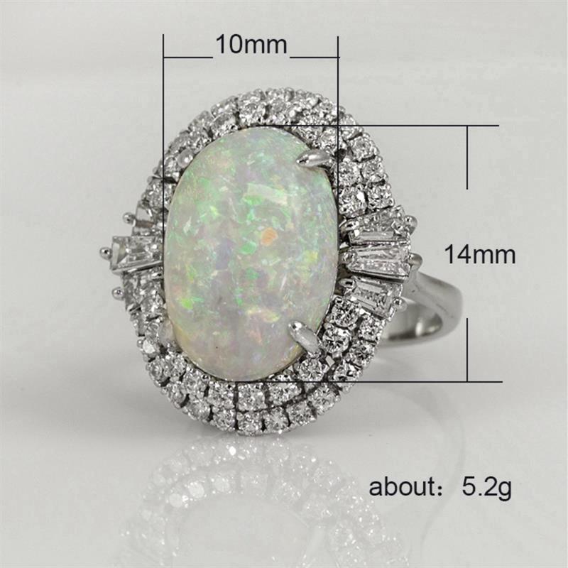 Xiaomi Huitan Vintage Women Imitation Opal Ring Oval Shaped Vintage Accessories for Party Daily Silver Color Lady Jewelry Full Shiny CZ
