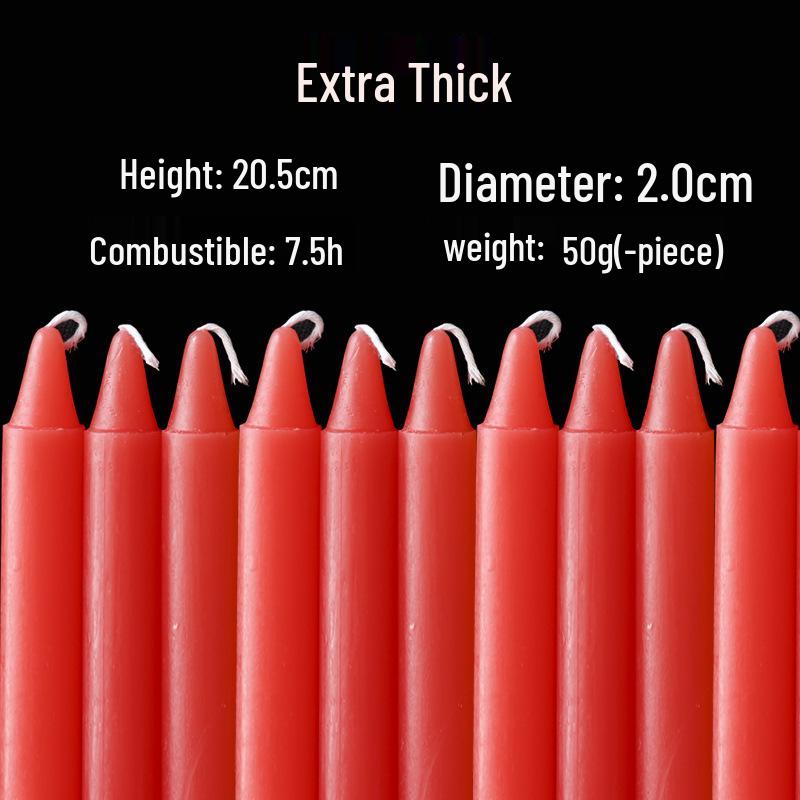 Red & White Smokeless Odorless Emergency Candles - Burn-Resistant, Cotton-Wick Disaster Prevention Lighting
