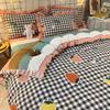 4pcs/set Printing Bedding Set Cute Bed Skirt Comfortable Duvet Cover Bed Sheet and Pillowcases Set Korean Princess Style Bedding