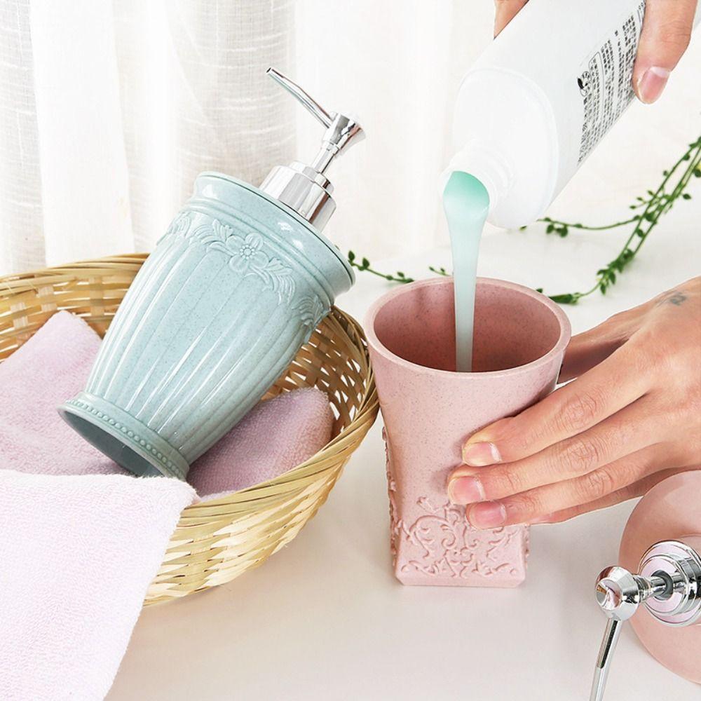 Nová 450ml láhev na šampon a pleťovou vodu, zdobená, vyřezávaná, módní, manuální dávkovač mýdla, plnitelná, s pumpičkou, láhev na dezinfekci rukou