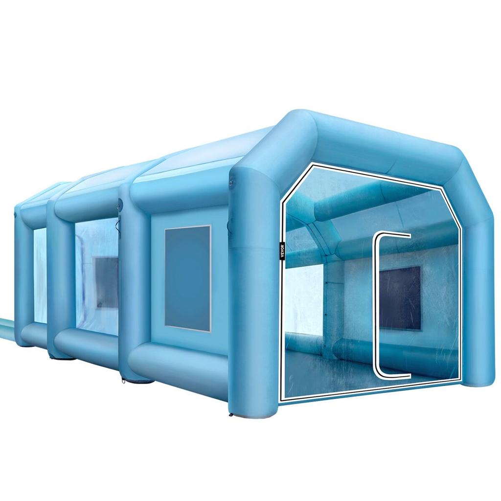Inflatable Spray Booth Car Paint Tent 9 x 6 x 4 m W/ Filter & 2 Blowers