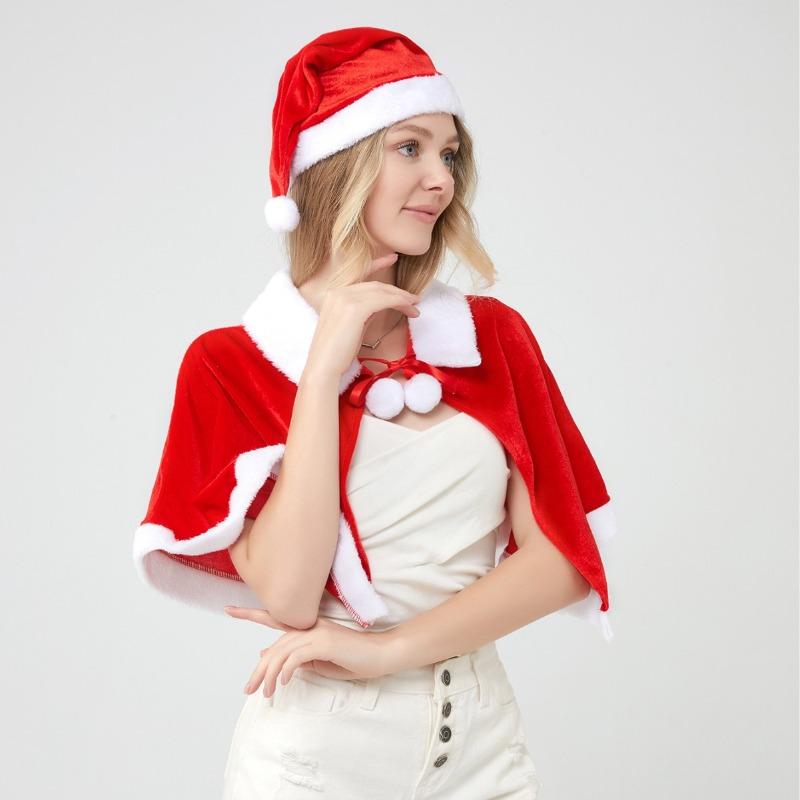 Christmas Dress Up, Women's, Adult Children's Hooded Shawl, Cape Golden Velvet, Shawl Cape Clothing