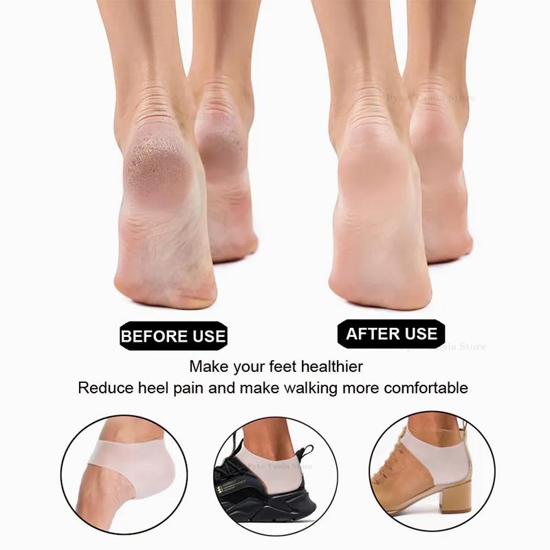 Silicone Heel Protector Men Women Relief Plantar Fasciitis Inserts Heel Pads Moisturizing Relief for Blister Cracked Foot Care