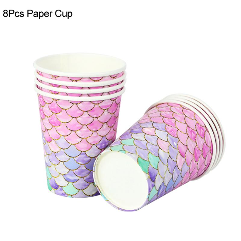 

Одноразовая посуда для вечеринки в стиле русалки, бумажные тарелки, чашки, скатерть, накладка на стол, принадлежности для украшения детской вечеринки в стиле русалки