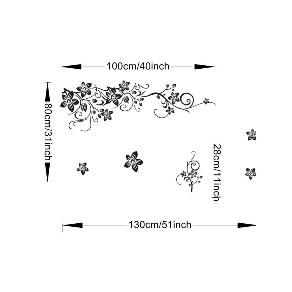 Wall Sticker, Black Flowers Butterflies Wall Sticker, Room Decor, Scene Decor, Bedroom Decor, Entrance Decor, Wall Beautification Decorative