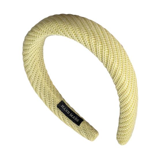 

Women Headband Wide Brim Anti-Slip Waffle Sponge Filling Handmade Knitting Hair Hoop Autumn Winter Hair Accessory светло-желтого