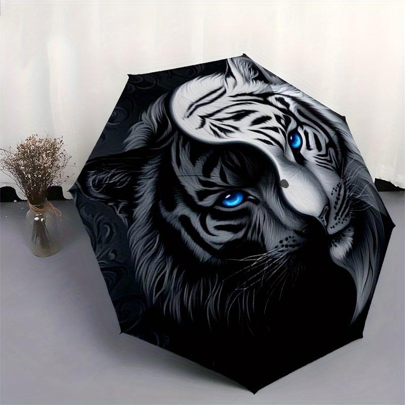 Yin Yang Tiger: A Unique Fusion of Strength and GraceUmbrella, Portable 3-Fold Compact Umbrella,Christmas Gift ES575