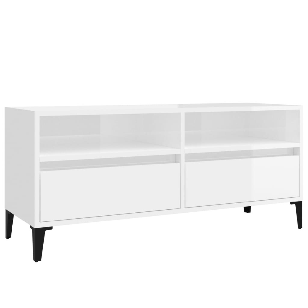 Vidaxl Szafka Pod Tv, Wysoki Połysk, Biała, 100X34,5X44,5 Cm