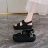 Platform-soled beach sandals women's 2025 new summer wear yellow versatile height-increasing casual sports Roman sandals