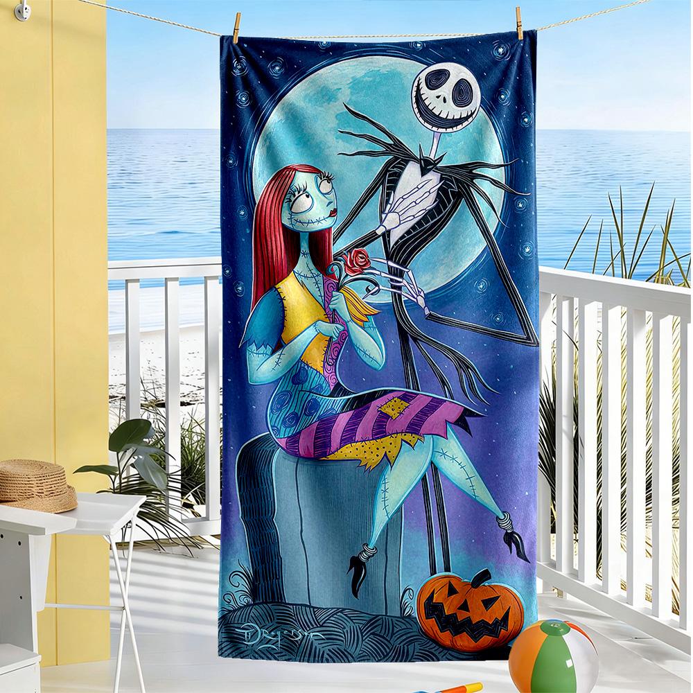 Christmas Nightmare Beach Towel Quick-Dry Soft Microfiber Comfortable Lightweight Perfect for Traveling Yoga Camping and Swimming